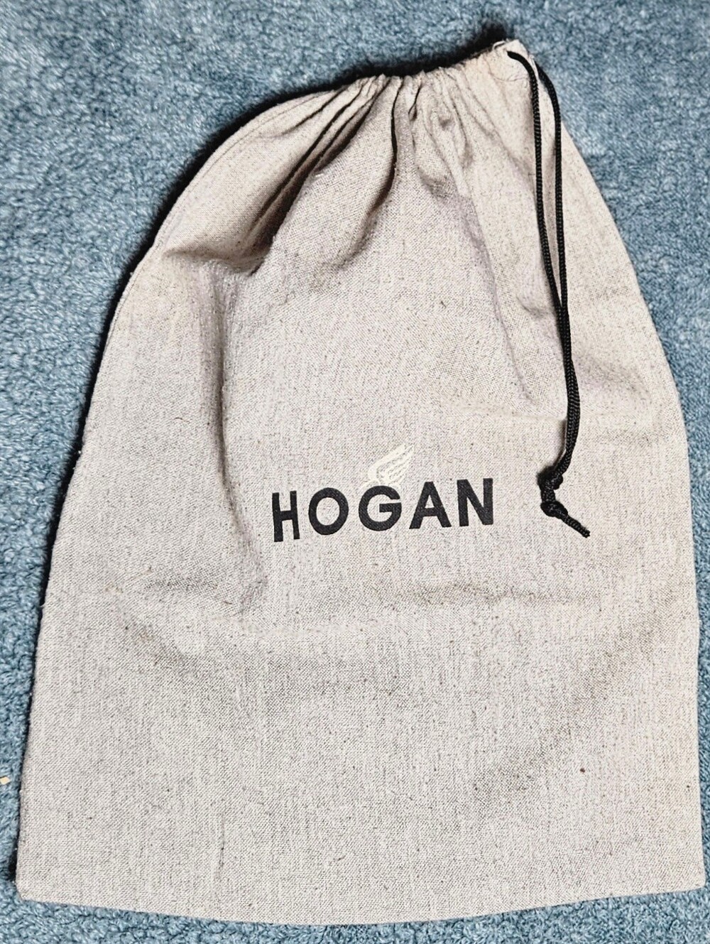 Hogan Shoe Dust Bag Authentic Grey Slate Thick Soft Cotton Drawstring Storage